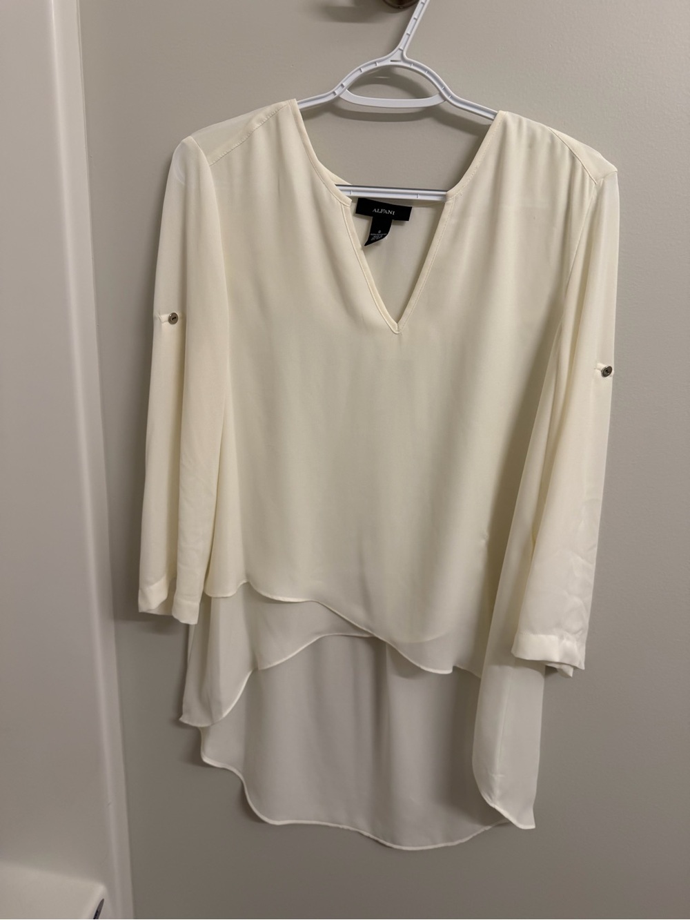 Alfani Ivory Layered V-Neck Tunic